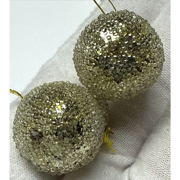 Vtg Lot of 8 Sugar Coated Miniature Pear Apple Ornaments Gold Glass Beaded As Is - Picture 15 of 16